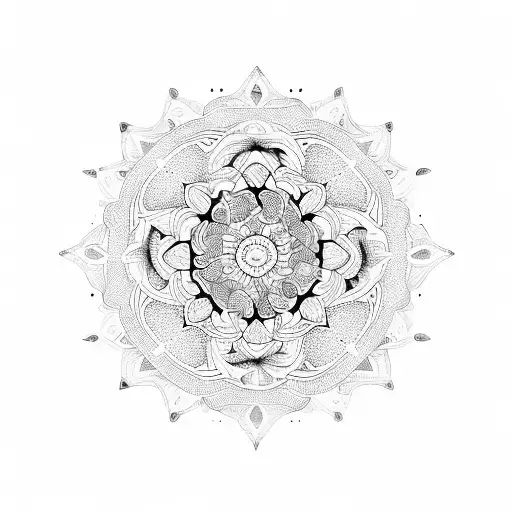 long mandala with family symbol in the center  tattoo design idea