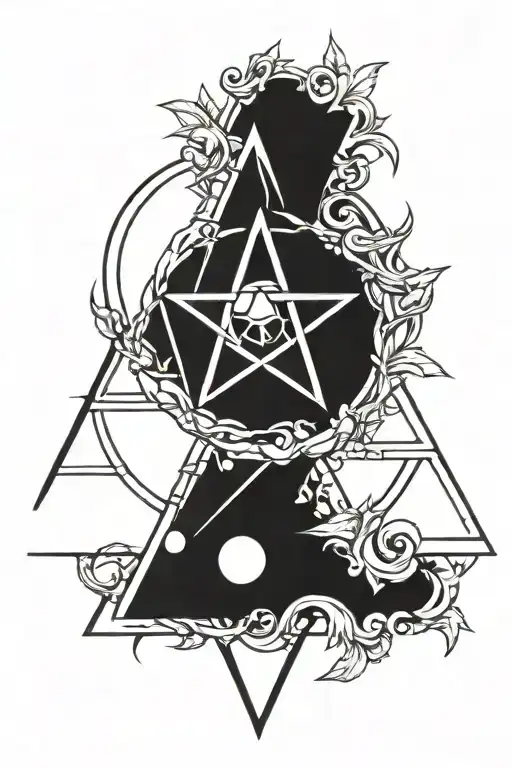 pentacle with alchemical symbols tattoo design idea