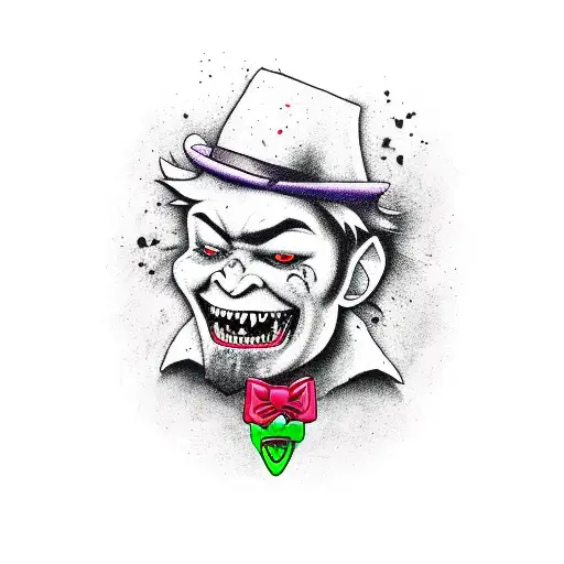 evil leprechaun with knife and cocaine tattoo design idea
