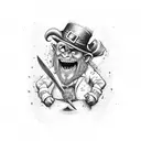 evil leprechaun with knife and cocaine tattoo design idea