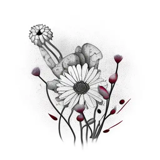 An artistic composition of desert wildflowers forming a full sleeve tattoo tattoo design idea