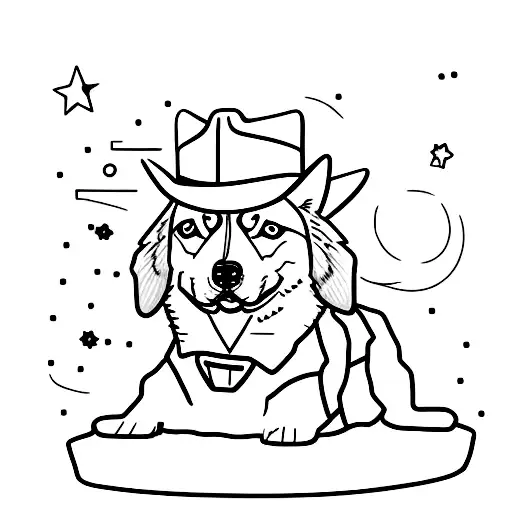 cowboy corgi tattoo design idea