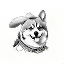 cowboy corgi tattoo design idea