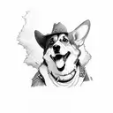 cowboy corgi tattoo design idea
