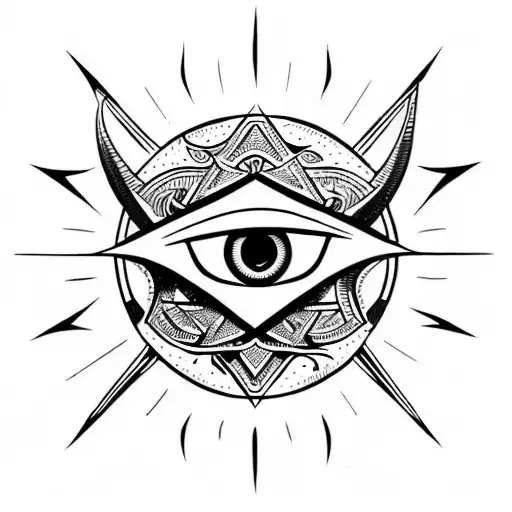 iluminati with devil eyes tattoo design idea
