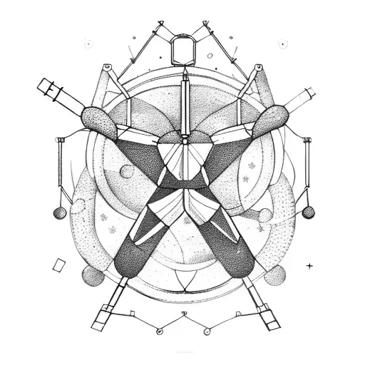 Sagittarius constellation intertwined with gym equipment tattoo design idea