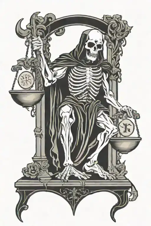 Grime reaper holding a libra scale and four tombstones at the reapers feet each with a different year 2008,2009,2010,201 tattoo design idea