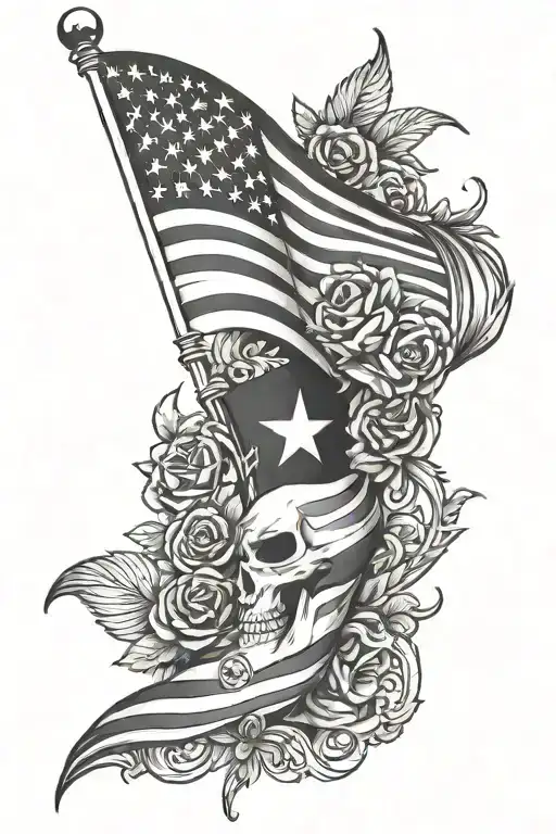 left arm sleeve American flag with rectal cancer survivor tattoo design idea