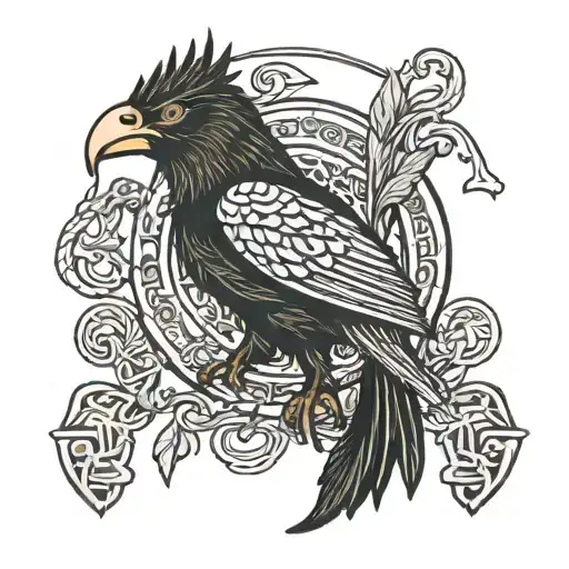 viking rune for friendship symbol. runic letters Embroidery. Odin's ravens Huginn and Muninn tattoo design idea