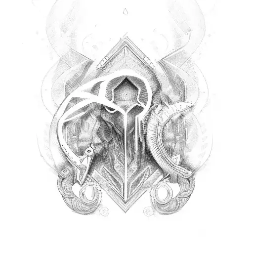 carabineer with ekg tattoo design idea