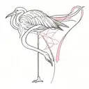 flamingo sitting on a breast cancer ribbon tattoo design idea