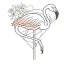flamingo sitting on a breast cancer ribbon tattoo design idea