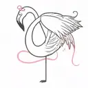flamingo sitting on a breast cancer ribbon tattoo design idea