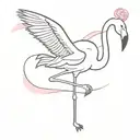 flamingo sitting on a breast cancer ribbon tattoo design idea