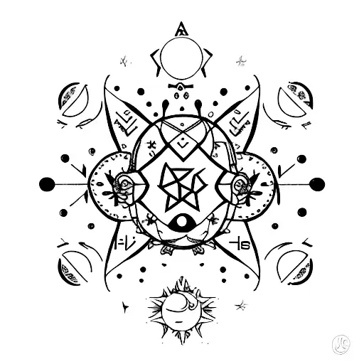 Unique family tattoo astrology tattoo design idea