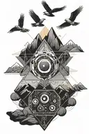 gaming remote laptop editing interface mountain peace your mind    tattoo design idea