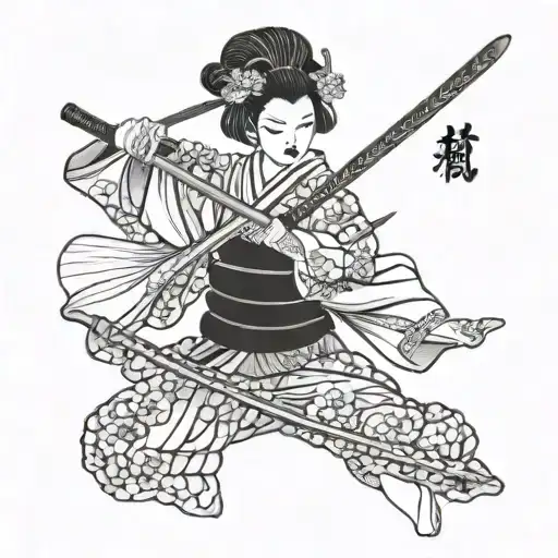 japanese geisha katana tattoo design idea