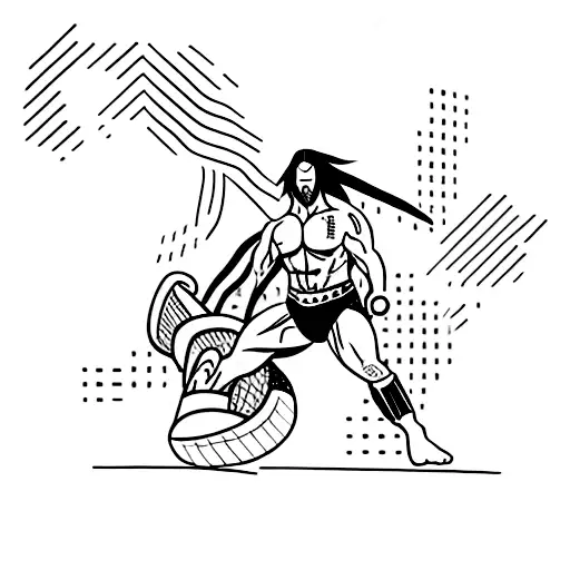 A minimalist tattoo of a pro-wrestler performing a signature move tattoo design idea