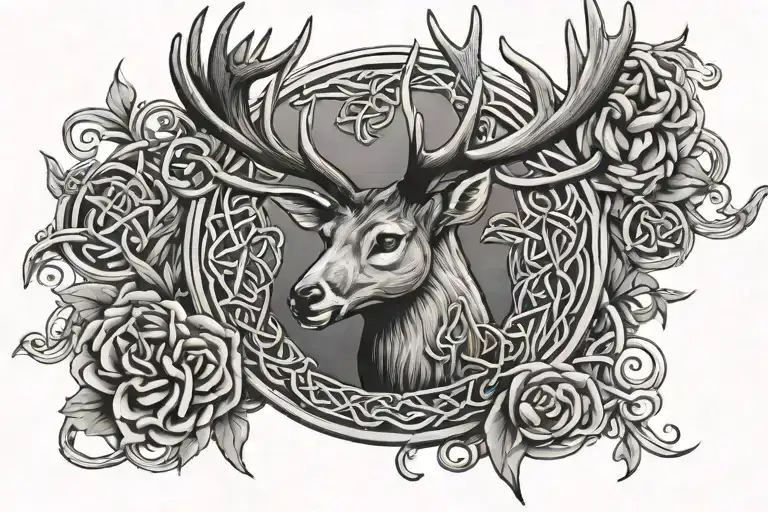 deer head and Celtic knot band tattoo design tattoo design idea