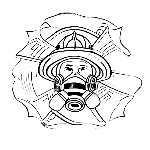 Firefighter helmet with the number 37 tattoo design idea