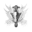 A dumbbell with wings, symbolizing strength and freedom tattoo design idea
