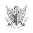 A dumbbell with wings, symbolizing strength and freedom tattoo design idea