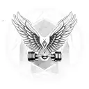 A dumbbell with wings, symbolizing strength and freedom tattoo design idea