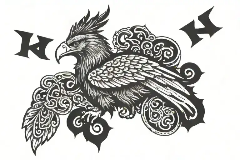 Albanian eagle and the word KRENAR tattoo design idea