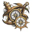 Nautical compass set inside a ships wheel tattoo design idea