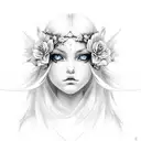 Back to Back Angelic sister: Innocence, flowers, serenity, gentle, light. Demon sister: Attitude, flames, bold, edgy, da tattoo design idea