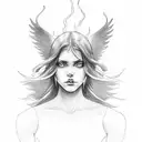 Angelic sister: Innocence, flowers, serenity, gentle, light. Demon sister: Attitude, flames, bold, edgy, dark, dynamic.  tattoo design idea