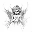 Angelic sister: Innocence, flowers, serenity, gentle, light. Demon sister: Attitude, flames, bold, edgy, dark, dynamic.  tattoo design idea