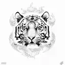 tiger full body flames tattoo design idea