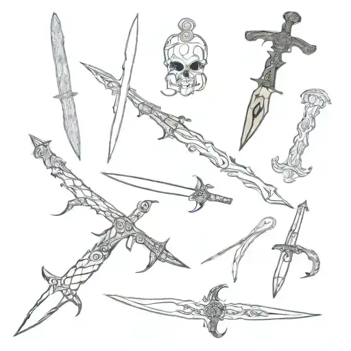 I would like a dagger inspired by the AZRIEL character in the book a court of mist anf fury.  the dagger would be slende tattoo design idea