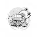 mushroom, water, moonlight on water, sun rays, phsycadelic trip, acid, lsd, shrooms, pingas tattoo design idea