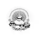 mushroom, water, moonlight on water, sun rays, phsycadelic trip, acid, lsd, shrooms, pingas tattoo design idea