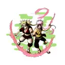 jiraiya from naruto and rayleigh from one piece  tattoo design idea