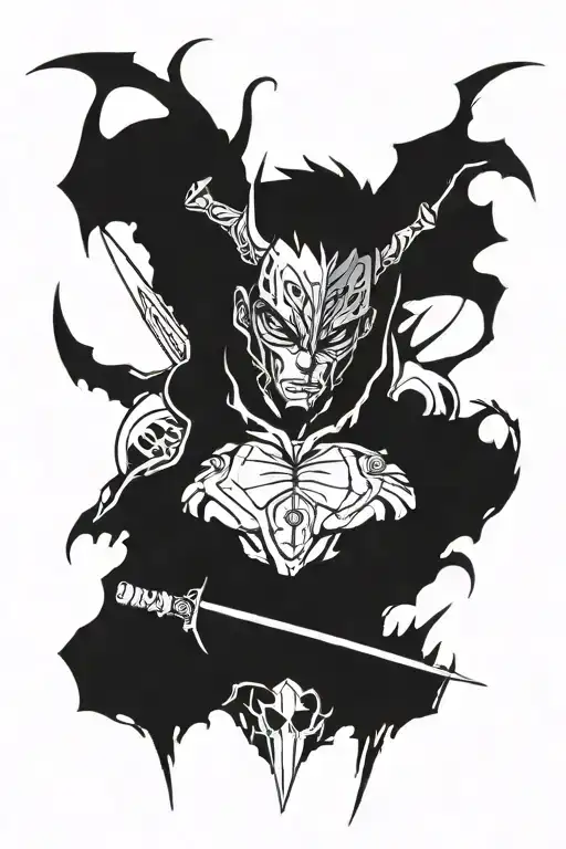 anime berserk, cyberpunk, devil tattoo design idea