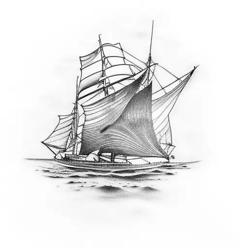 An artistic fusion of a sailing ship and a majestic orca, symbolizing the client's love for both sailing and orcas tattoo design idea