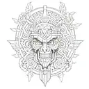 mictlantecuhtli on tha under whorld tattoo design idea