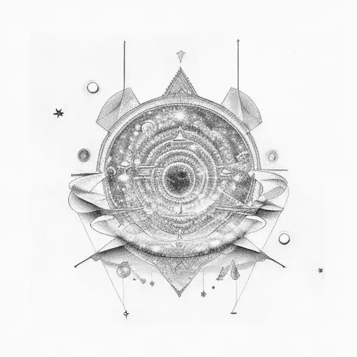 Astronomy intertwined with berber culture tattoo design idea