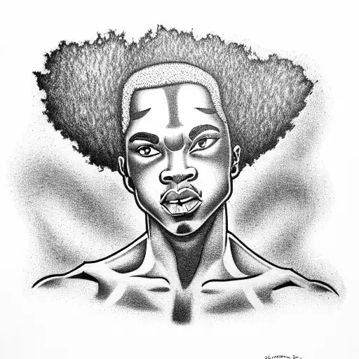 African American male Cupid with Afro flying  tattoo design idea