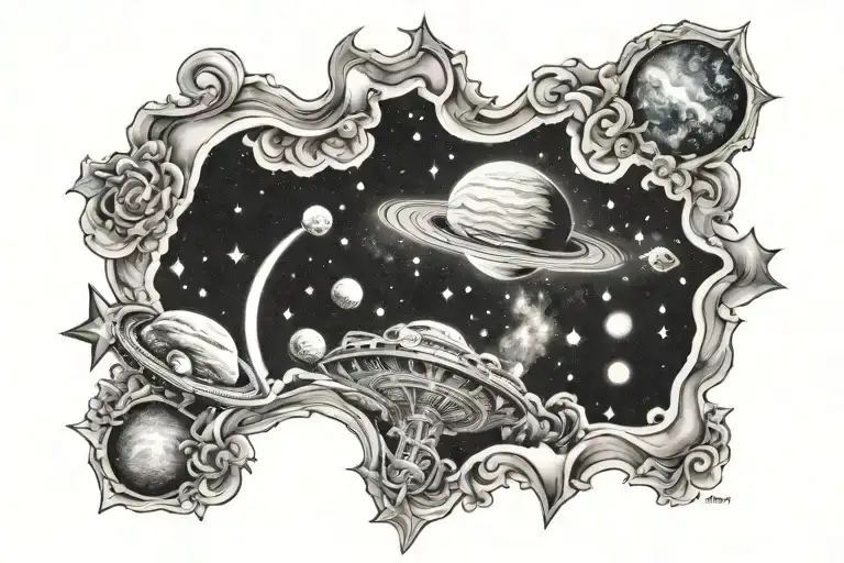 cosmic Milky Way family  tattoo design idea