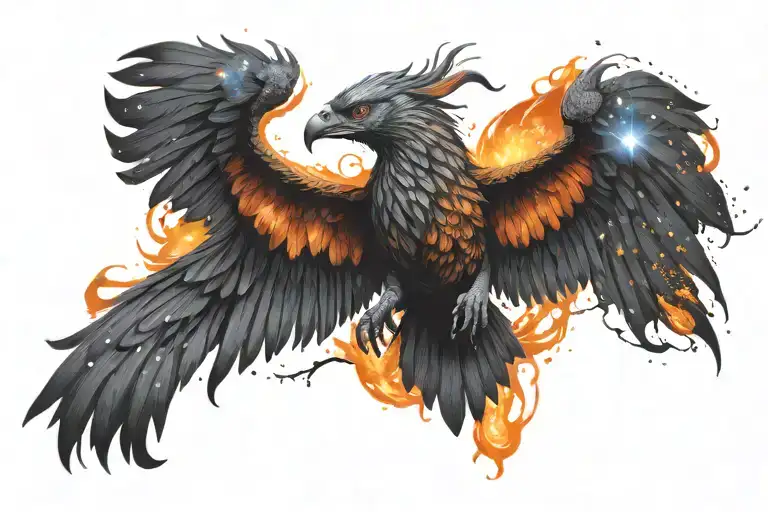galactic phoenix rising into milky way tattoo design idea