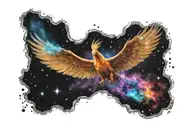 galactic multicolor phoenix rising into milky way tattoo design idea