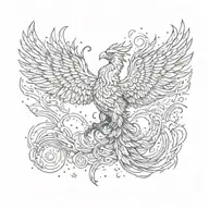 cosmic colorful majestic phoenix rising from ashes into  colorful  hyper realistic galaxy, gears  tattoo design idea