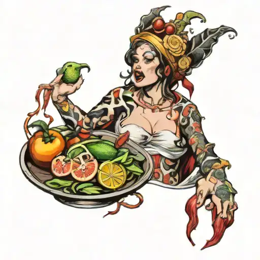 seven deadly sin gluttony represented as image tattoo design idea
