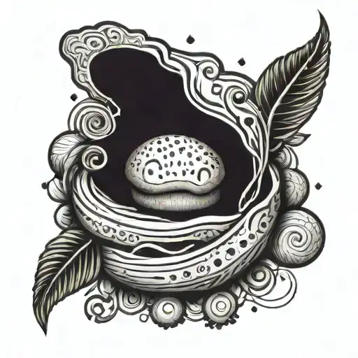 A surreal tattoo design of a furulya transforming into a loaf of freshly baked bread, symbolizing your passion for music and baking tattoo design idea