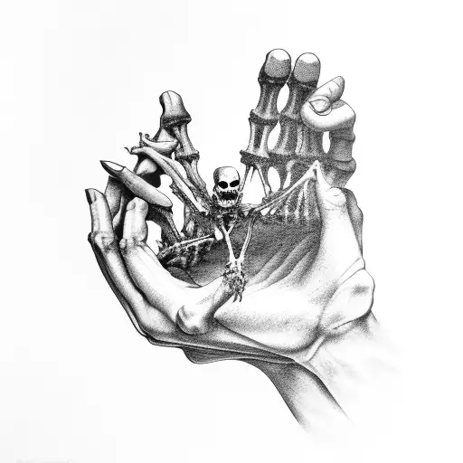 Creation of adam hands, one skeleton tattoo design idea