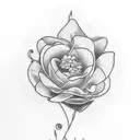 Tatoo of a margarita flower with the name “margarita” written within the stem  tattoo design idea